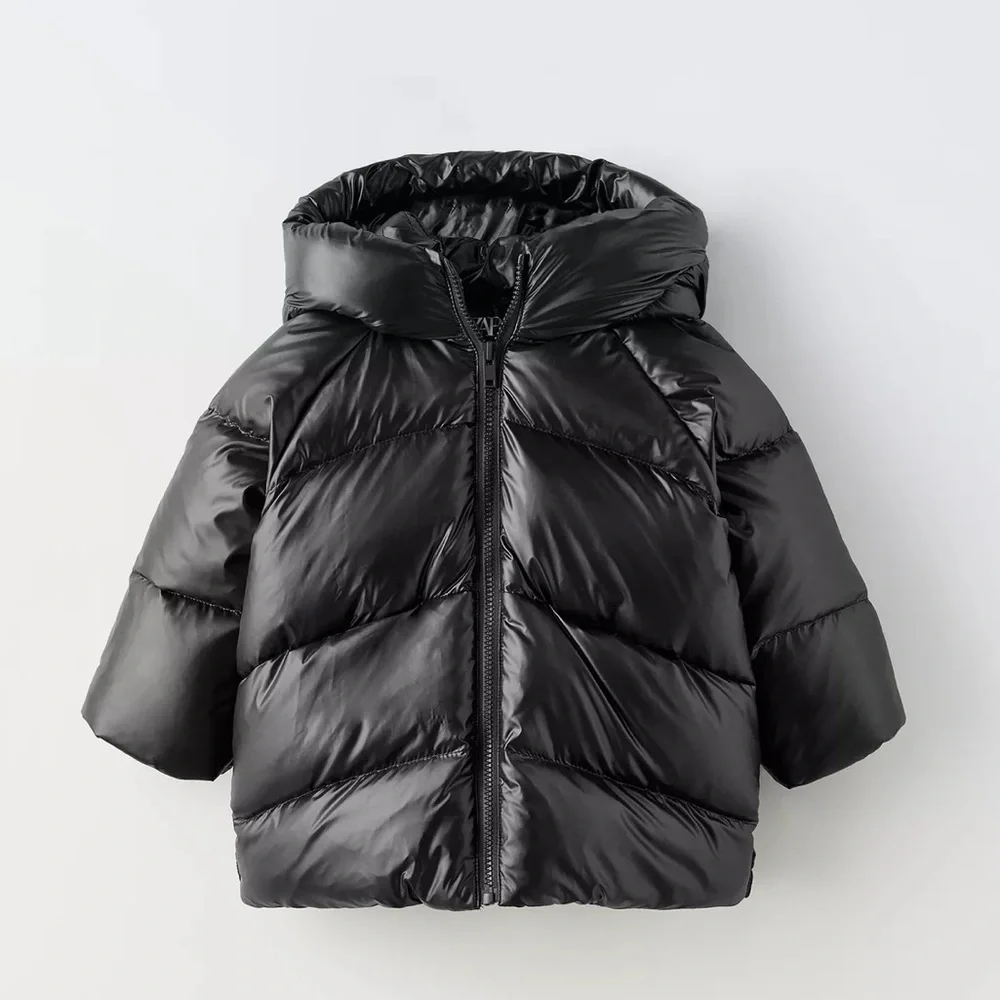 Zara Kids Water Repellent Hooded Down Puffer Coat Size 3-4Y